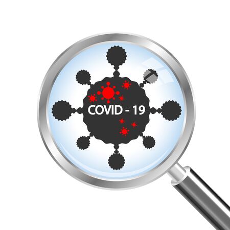 Virus under a magnifying glass, vector art illustration.のイラスト素材