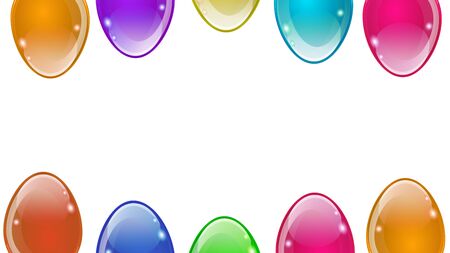 Frame of multi colored Easter eggs, vector art illustration.のイラスト素材