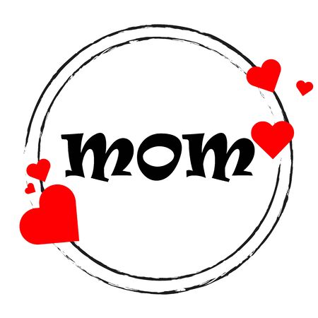 Circular stickers with hearts for mothers day, vector art illustration.のイラスト素材
