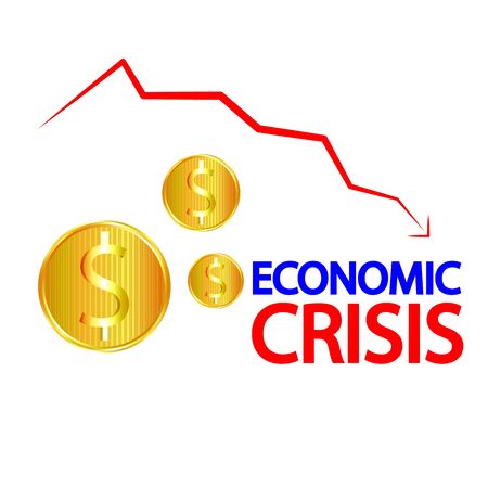 The decline in the economy of gold coins and the fall of the marketのイラスト素材