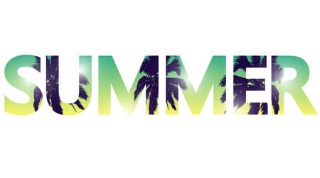 The word summer in tropical style, vector art illustration.のイラスト素材