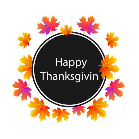 Circular sticker happy thanksgiving, vector art illustration.のイラスト素材