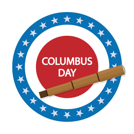 Columbus day with a telescope, vector art illustration.のイラスト素材