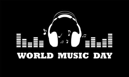Equalizer with headphones for world music day, vector art illustration.のイラスト素材