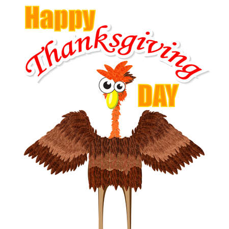 Happy thanksgiving turkey cartoon, vector art illustration.のイラスト素材