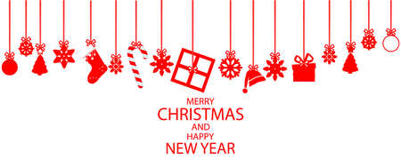 Christmas red ornament, vector art illustration.のイラスト素材