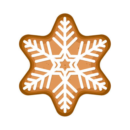 Christmas gingerbread stars with snowflake, vector art illustration.のイラスト素材