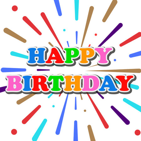 Birthday color fireworks, vector art illustration.のイラスト素材