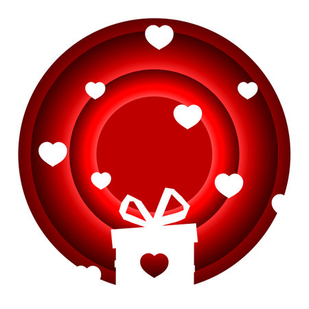 Paper gift box with heart, vector art illustration.のイラスト素材