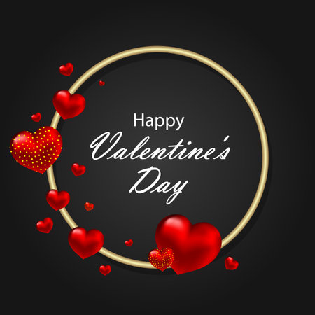 Gold circle with hearts to valentine, vector art illustration.aのイラスト素材