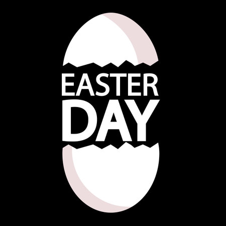 Easter day typography in eggshell, vector art illustration.