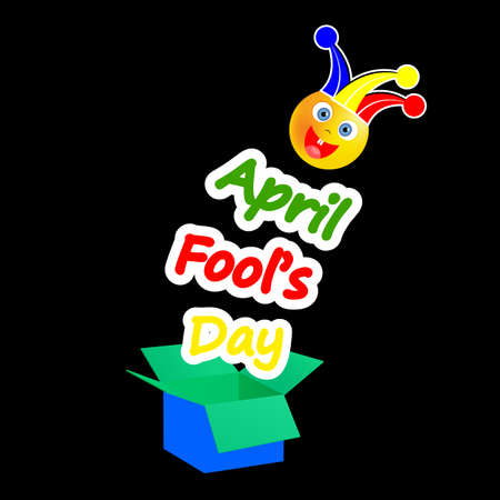 April fools day jester smiley box, vector art illustration.のイラスト素材