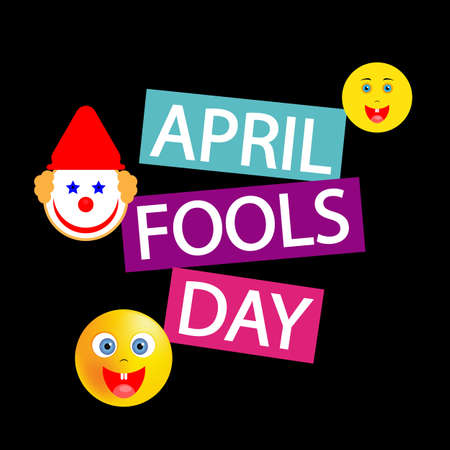 April fools day with funny emoticons, vector art illustration.のイラスト素材
