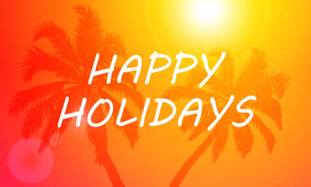 Happy holidays summer tropical background with palm trees, vector art illustration.のイラスト素材