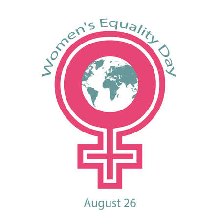 Womens gender icon and world map for womens equality day, vector art illustration.のイラスト素材