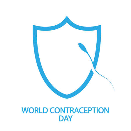 Sperm shield logo for world contraception day, vector art illustration.のイラスト素材