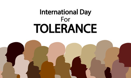 Different faces for the international day of tolerance, vector art illustration.のイラスト素材