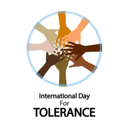 Circle of hands on international day of tolerance, vector art illustration.のイラスト素材