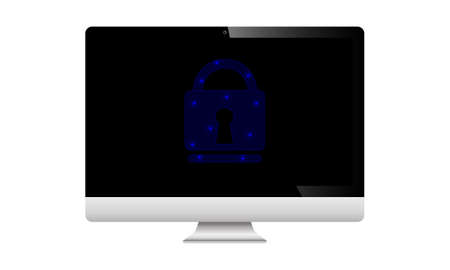 Lock monitor to Computer Security, vector art illustration.のイラスト素材