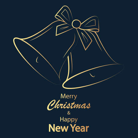 Christmas new year card with stylized bell, vector art illustration.のイラスト素材