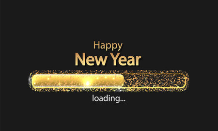 Happy new year progress bar with golden particles, vector art illustration.のイラスト素材