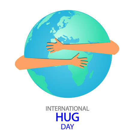 International hug day planet in arms, vector art illustration.のイラスト素材