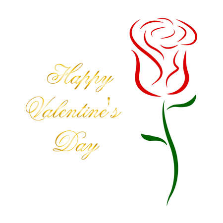 Valentines day linear rose, vector art illustration.のイラスト素材