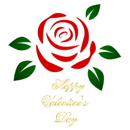 Valentines day linear rose flower, vector art illustration.のイラスト素材