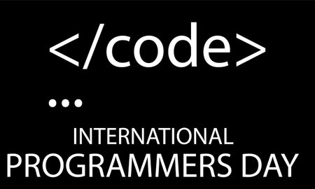 International programmers day black background with codes, vector art illustration.