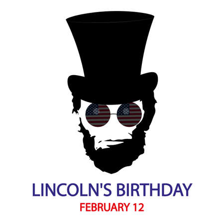 Lincolns Birthday February 12 silhouette of a man with a hat, vector art illustration.のイラスト素材