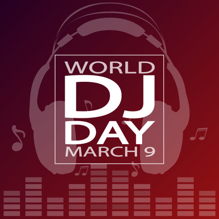 World dj day 9 march banner, vector art illustration.のイラスト素材