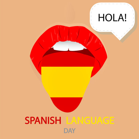 Spanish language day flag on the language, vector art illustration.のイラスト素材