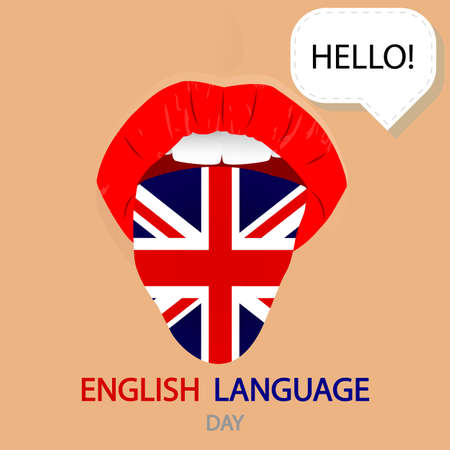 English language day flag on the language, vector art illustration.のイラスト素材