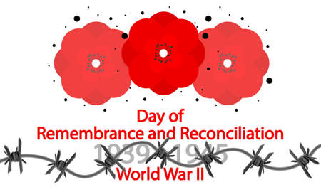 Days of Remembrance and Reconciliation red poppy, vector art illustration.のイラスト素材