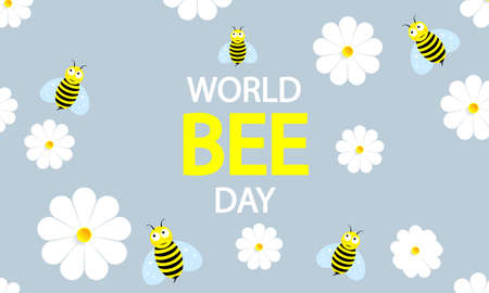 World Bee Day and Daisies, vector art illustration.のイラスト素材