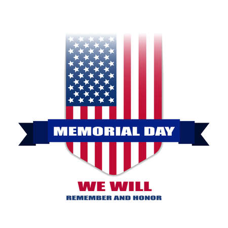 Memorial day badge in usa national flag colors, vector art illustration.のイラスト素材