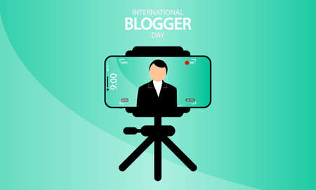 International blogger day camera phone, vector art illustration.のイラスト素材