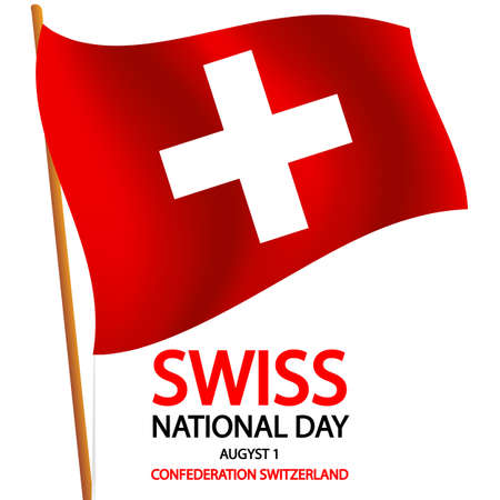 Swiss national day Confederation Switzerland flag, vector art illustration.のイラスト素材