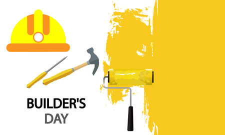 Builders day repair banner, vector art illustration.