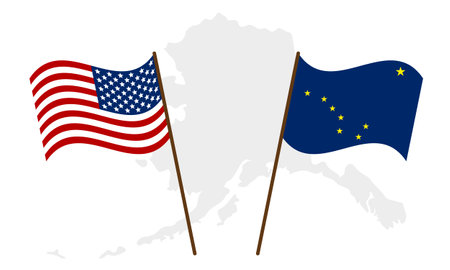 Alaska day and usa flag, vector art illustration.のイラスト素材