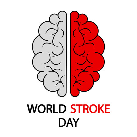 World Stroke Day red brain, vector art illustration.のイラスト素材