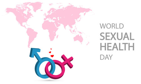 World Sexual Health Day on world map, vector art illustration.のイラスト素材