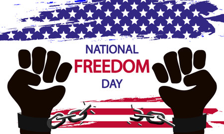 National freedom day broken chains, vector art illustration.のイラスト素材