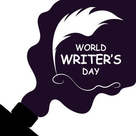 Writer day world spilled ink and pen, vector art illustration.のイラスト素材