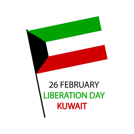 Kuwait liberation day flagpole, vector art illustration.のイラスト素材