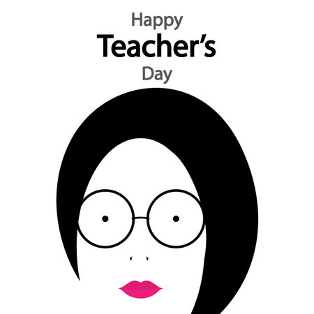 <p>Teachers Day girl with glasses, vector art illustration.</p>のイラスト素材