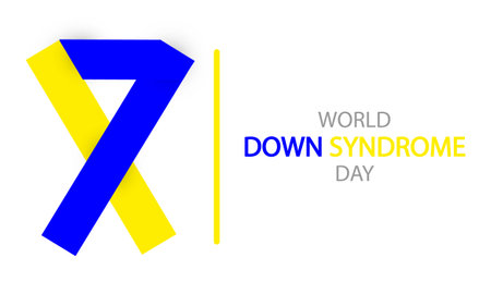 Down syndrome world day ribbon, vector art illustration.のイラスト素材