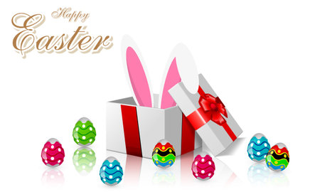 Easter bunny ears from an egg box, vector art illustration.のイラスト素材