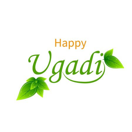 Ugadi mango festival typography, vector art illustration.のイラスト素材