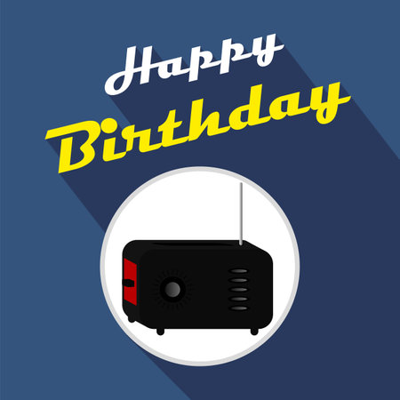 Birthday radio banner, vector art illustration.のイラスト素材